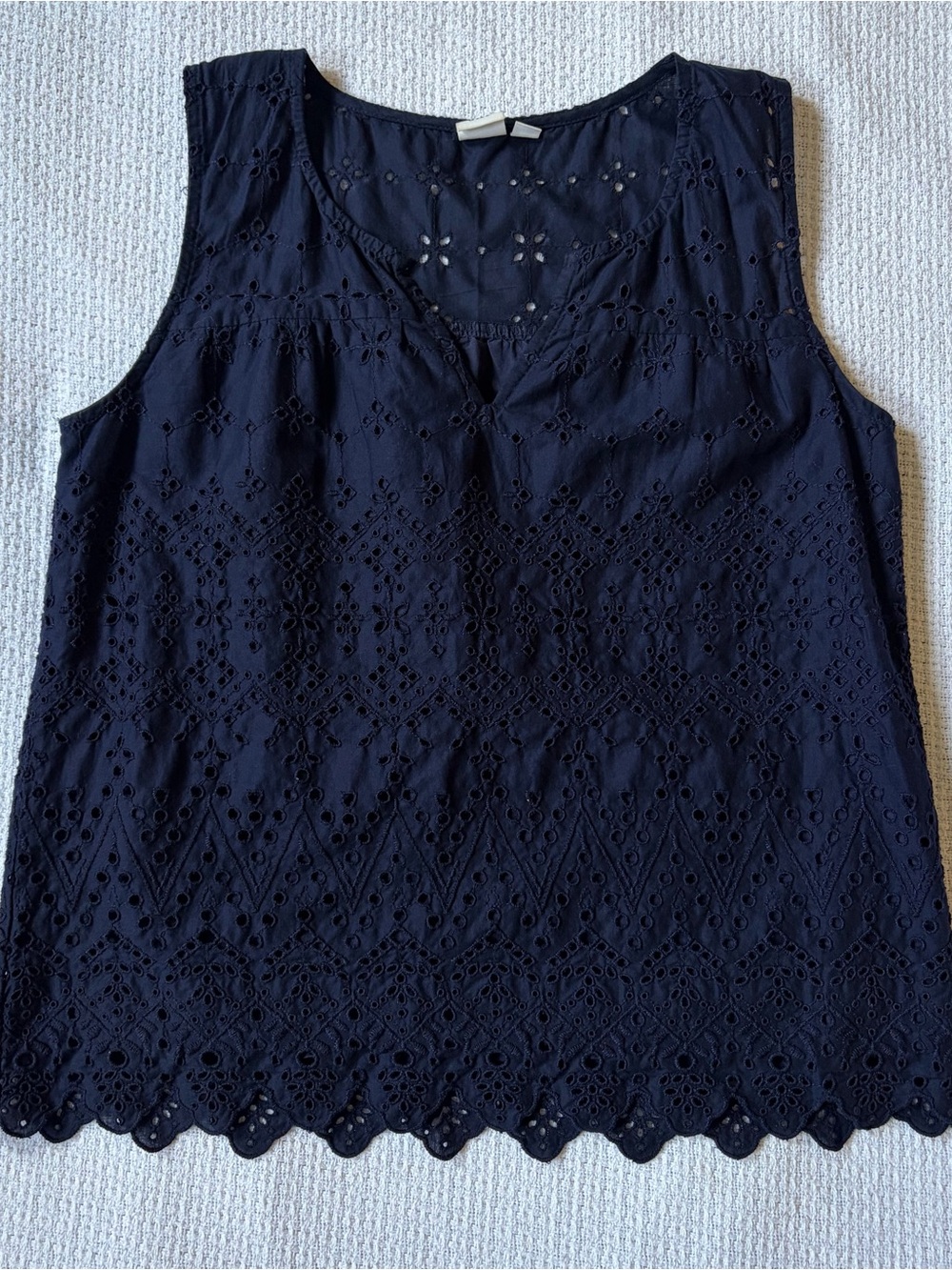 The Gap Navy Blue Cotton Eyelet Scalloped Tank Top Size Women’s XS